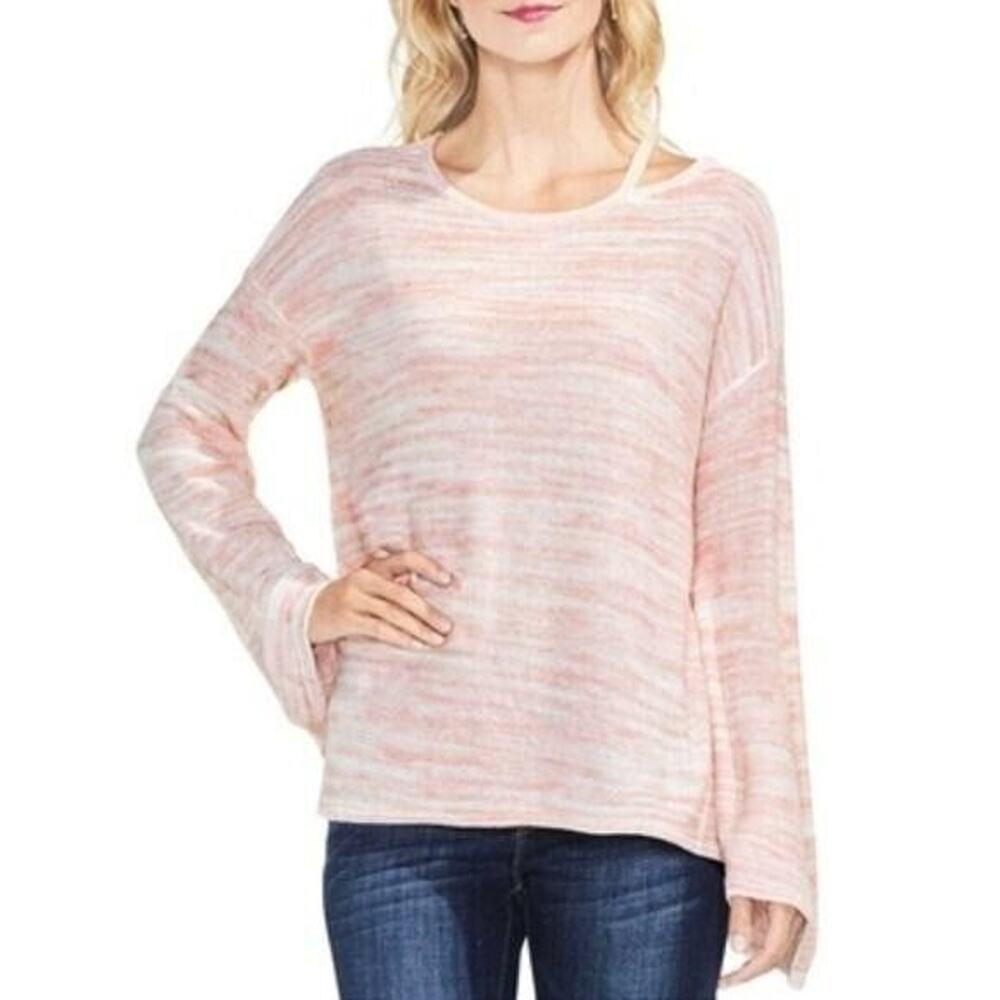 NWT Two by Vince Camuto Pink Space Dye Knit Sweater Size M Split Neck